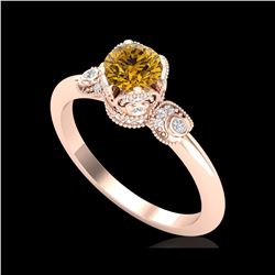 1 ctw Intense Fancy Yellow Diamond Art Deco Ring 18K Rose Gold