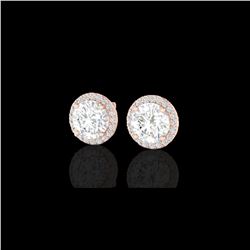 3.50 ctw Halo VS/SI Diamond Micro Pave Earrings 14K Rose Gold
