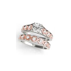 1.12 ctw Certified VS/SI Diamond Solitaire 2pc Set Ring 14K White & Rose Gold