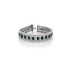 14.50 ctw Emerald & Diamond Bracelet 14K White Gold