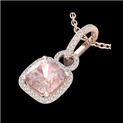 2.75 ctw Morganite & Micro VS/SI Diamond Necklace 14K Rose Gold