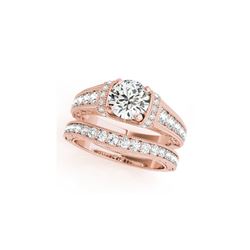 1.61 ctw Certified VS/SI Diamond 2pc Wedding Set Antique 14K Rose Gold