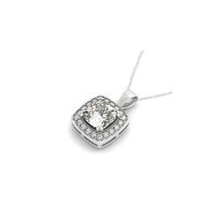 0.75 ctw Cushion Cut Certified VS/SI Diamond Necklace 14K White Gold