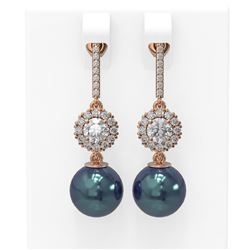 1.92 ctw Diamond and Pearl Earrings 18K Rose Gold