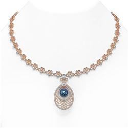 9 ctw Mixed Cut Diamond with Pearl Necklace 18K Rose Gold
