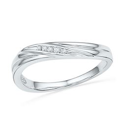 10kt White Gold Round Diamond Contoured Band Ring .02 Cttw