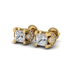 2.5 ctw Princess VS/SI Diamond Art Deco Stud Earrings 18K Yellow Gold