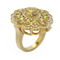 6.74 ctw Canary Citrine & Diamond Ring 18K Yellow Gold