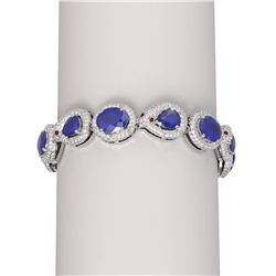 39.65 ctw Sapphire & Diamond Bracelet 18K White Gold