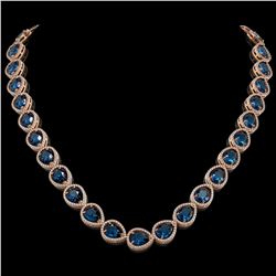 44.8 ctw London Topaz & Diamond Micro Pave Halo Necklace 10K Rose Gold