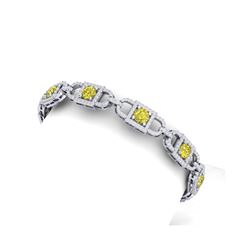 8 ctw SI/I Fancy Yellow Diamond Bracelet 18K White Gold