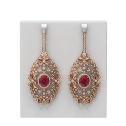18.58 ctw Ruby & Diamond Earrings 18K Rose Gold