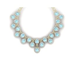 83 ctw Sky Topaz & VS Diamond Necklace 18K Yellow Gold
