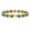 Image 2 : 13.19 ctw Jade & Diamond Micro Pave Halo Bracelet 10K Yellow Gold