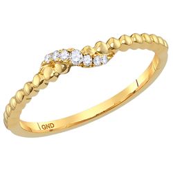 10kt Yellow Gold Round Diamond Crossover Stackable Band Ring 1/20 Cttw