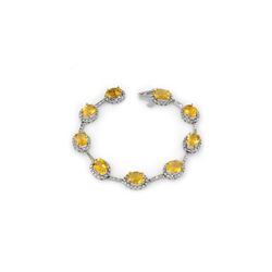 16.33 ctw Citrine & Diamond Bracelet 10K White Gold