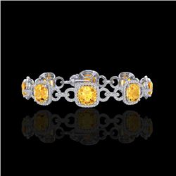 30 ctw Citrine & Micro VS/SI Diamond Certified Bracelet 14K White Gold