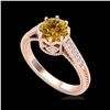 Image 1 : 1.25 ctw Intense Fancy Yellow Diamond Art Deco Ring 18K Rose Gold