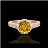 Image 2 : 1.25 ctw Intense Fancy Yellow Diamond Art Deco Ring 18K Rose Gold