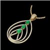 Image 1 : 2 ctw Emerald & Micro Pave VS/SI Diamond Necklace 18K Yellow Gold