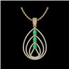 Image 2 : 2 ctw Emerald & Micro Pave VS/SI Diamond Necklace 18K Yellow Gold