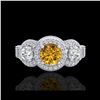 Image 2 : 2.16 ctw Intense Fancy Yellow Diamond Art Deco Ring 18K White Gold