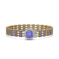 27.75 ctw Tanzanite & Diamond Bracelet 14K Yellow Gold