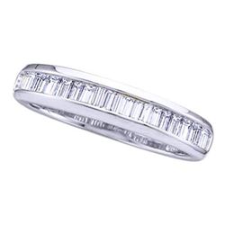 Sterling Silver Baguette Diamond Wedding Anniversary Band Ring 1/6 Cttw