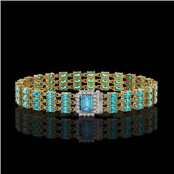 26.02 ctw Swiss Topaz & Diamond Bracelet 14K Yellow Gold