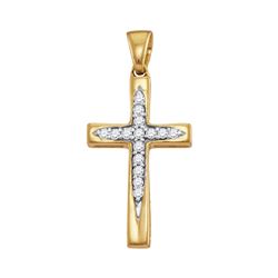 10kt Yellow Gold Round Diamond Cross Pendant 1/10 Cttw