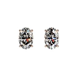 1 ctw Certified VS/SI Quality Oval Diamond Stud Earrings 10K Rose Gold