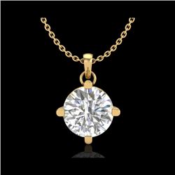 1 ctw VS/SI Diamond Solitaire Art Deco Stud Necklace 18K Yellow Gold