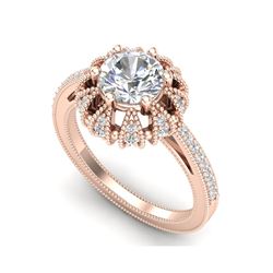 1.65 ctw VS/SI Diamond Art Deco Micro Pave Ring 18K Rose Gold