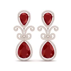 31.6 ctw Designer Ruby & VS Diamond Earrings 18K Rose Gold