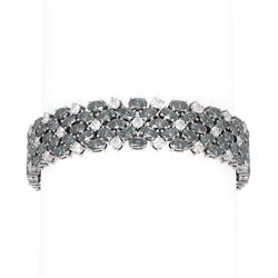 42.26 ctw Blue Topaz & Diamond Bracelet 18K White Gold