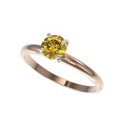 .75 ctw Certified Intense Yellow Diamond Engagement Ring 10K Rose Gold