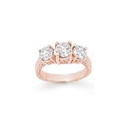 1.50 ctw Certified VS/SI Diamond 3 Stone Ring 14K Rose Gold