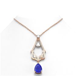 13.6 ctw Sapphire & Diamond Necklace 18K Rose Gold