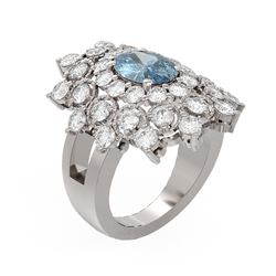 6.22 ctw Blue Topaz & Diamond Ring 18K White Gold