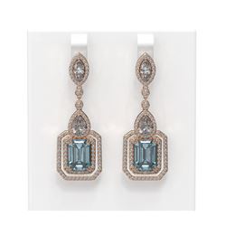 13.73 ctw Aquamarine & Diamond Earrings 18K Rose Gold