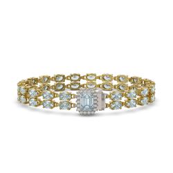 27.91 ctw Sky Topaz & Diamond Bracelet 14K Yellow Gold