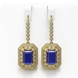 14.16 ctw Sapphire & Diamond Victorian Earrings 14K Yellow Gold
