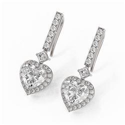 4.25 ctw Heart Diamond Designer Earrings 18K White Gold