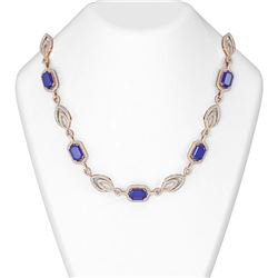 53.7 ctw Sapphire & Diamond Necklace 18K Rose Gold