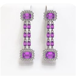 10.36 ctw Amethyst & Diamond Earrings 14K White Gold