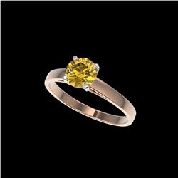 1.06 ctw Certified Intense Yellow Diamond Engagement Ring 10K Rose Gold
