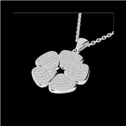 .80 ctw Micro Pave VS/SI Diamond Designer Necklace 14K White Gold