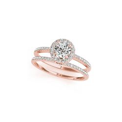 1.31 ctw Certified VS/SI Diamond 2pc Wedding Set Halo 14K Rose Gold