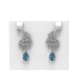 13.77 ctw Aquamarine & Diamond Earrings 18K White Gold