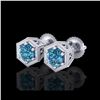 Image 1 : 1.15 ctw Fancy Intense Blue Diamond Art Deco Earrings 18K White Gold